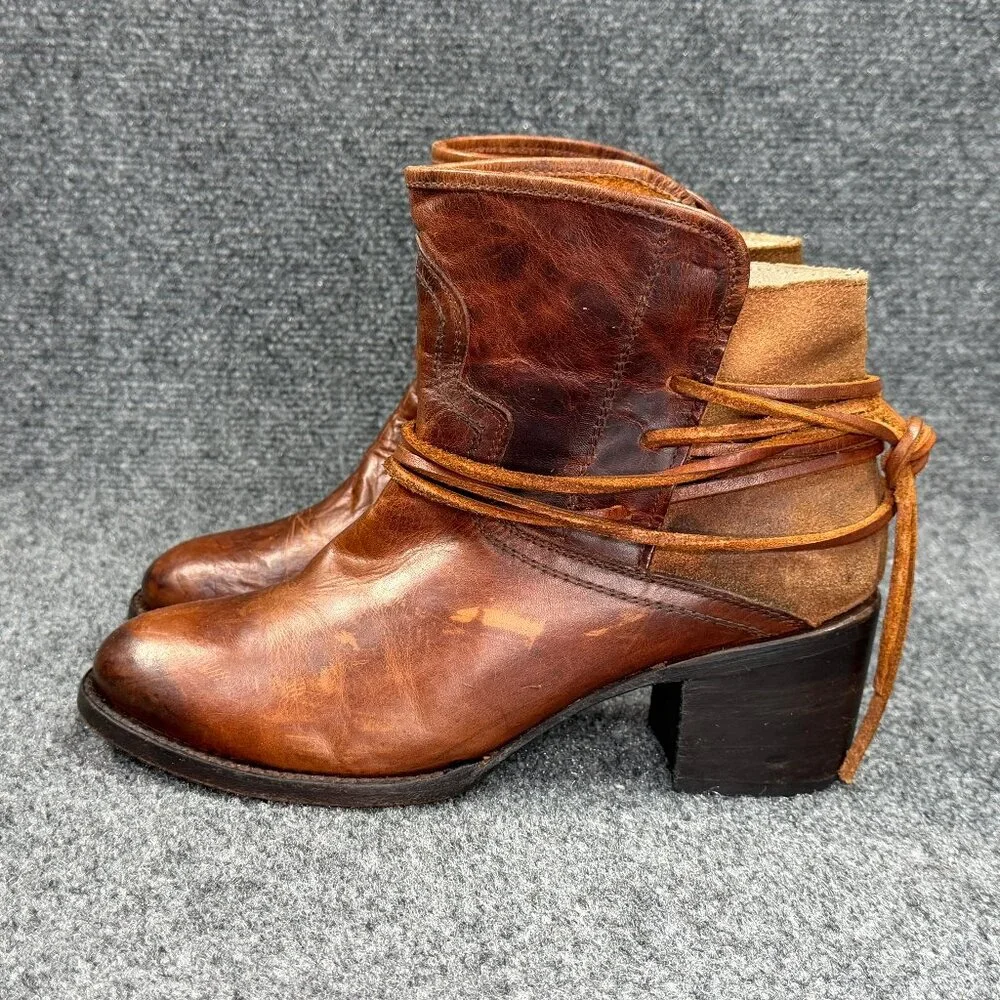 Freebird By Steven Casey‎ Boots Women's Size 9 Brown Leather Lace Ankle Booties